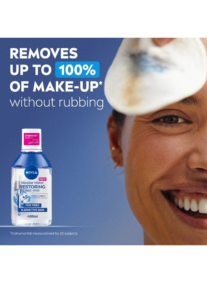 Nivea Micellar Water Restoring Face and Eyes, Cleanses And Removes Make Up, For Tired And Sensitive skin, 400ml, Pack of 2 - Image 3