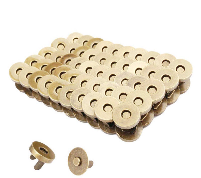 ZCOLOR 100 Sets Tone Magnetic Buttons Snap Clasps for Handbag Purses DIY AccessoriesBags Jackets Covers etc 14mm Bronze