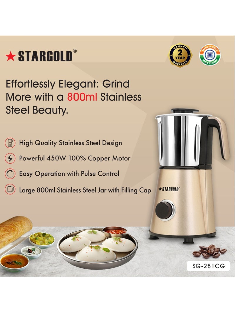 ستارجولد مطحنة القهوة وخلاط حبوب القهوة 800 مل 450 وات - Image 2