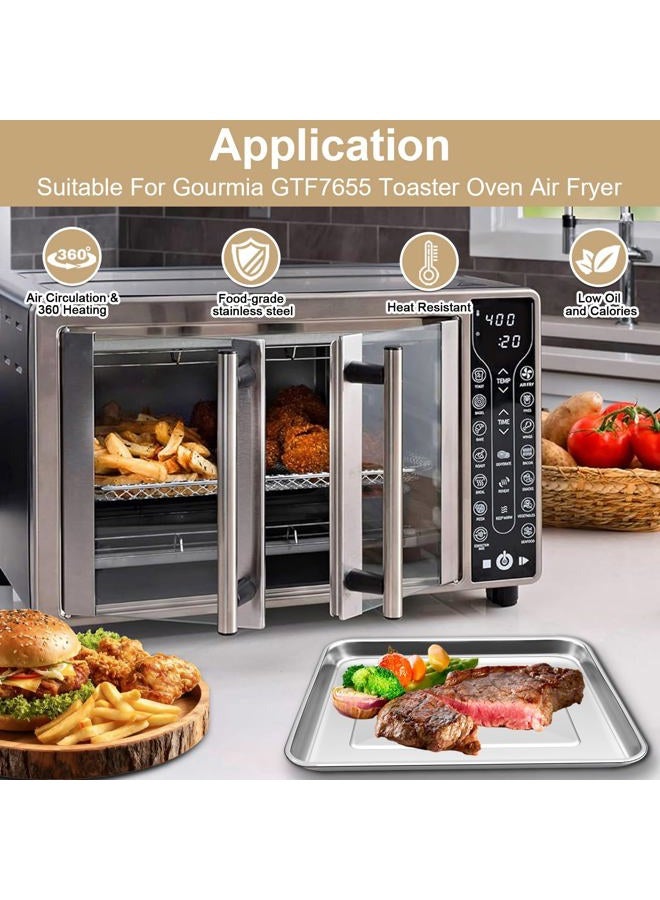 GCQFZ Toaster Oven Replacement Parts Accessories for Gourmia GTF7655 GTF7350 GTF7460, 3 IN 1 Tray Basket Rack Kit for Gourmia Digital Toaster Oven Air Fryer 17 Cooking Presets French Door 1700W 24L - Image 3