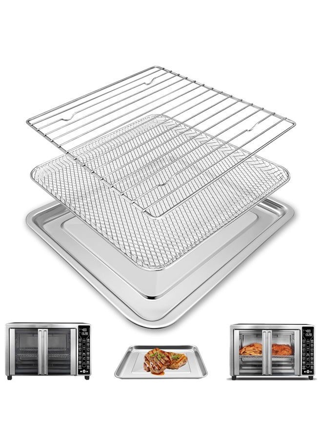 GCQFZ Toaster Oven Replacement Parts Accessories for Gourmia GTF7655 GTF7350 GTF7460, 3 IN 1 Tray Basket Rack Kit for Gourmia Digital Toaster Oven Air Fryer 17 Cooking Presets French Door 1700W 24L - Image 1