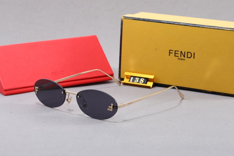 Fendi Oval-frame Crystal-embellished Gold-tone Sunglasses - Image 1