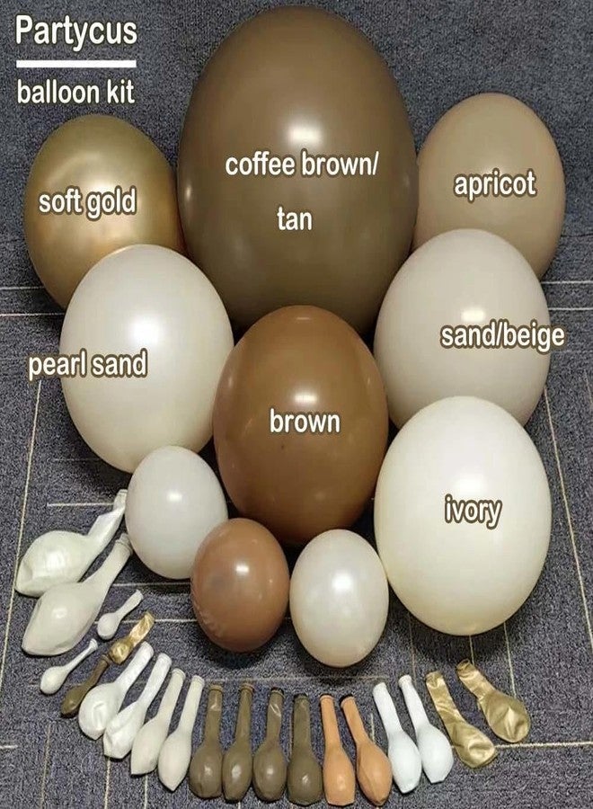 Partycus Brown Balloon Garland Arch Kit Double Stuffed, Pearl White Sand Tan Coffee Beige Apricot Ivory Gold Neutral Balloon for Boho Baby Shower Fall Birthday Wedding Thanksgiving Party Decoration - Image 3