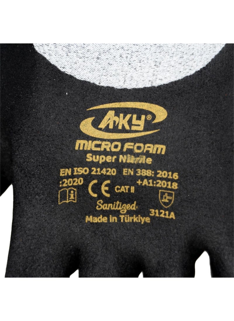 Aky - 506086 Microfoam Super Nitrile Foam Glove 3/4 Coated No:9/l - Image 1