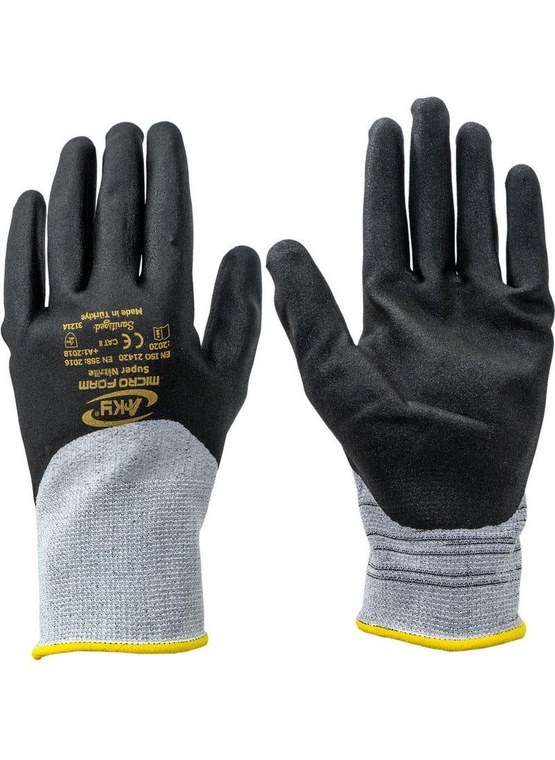 Aky - 506086 Microfoam Super Nitrile Foam Glove 3/4 Coated No:9/l - Image 1