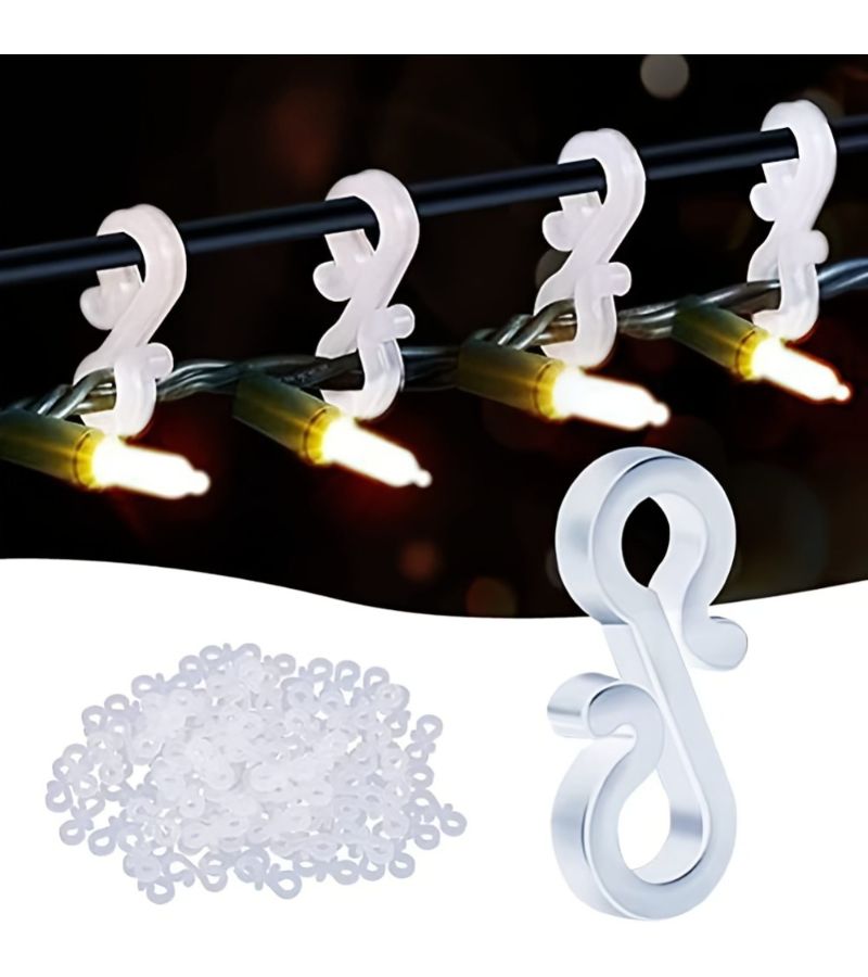 60pcs Black S Shaped Clip On Light Hangers Plastic Festive Clamp for Holiday Decor - Image 1