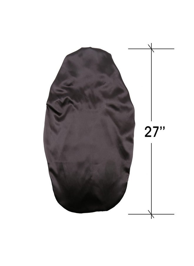 sent hair 2Pcs Extra Long Hair Satin Bonnet For Women Singlelayer Night Sleep Cap Bonnet With Elastic Band For Braids/Dreadlocks/Locs/Curly/Long Hair (Black+Pink Flower)  - Image 2
