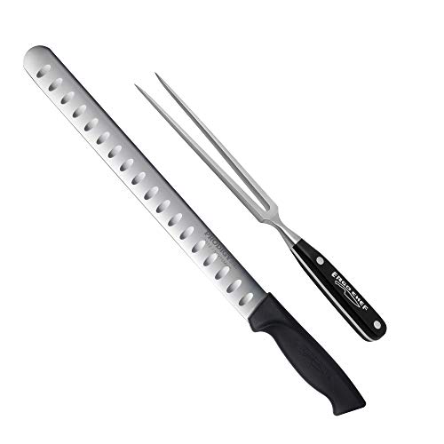 Ergo Chef Prodigy Series 2pc. Set 12-Inch Slicer - Brisket, Roast Carving Knife and Pro Series 8-Inch Meat Carving Fork - Image 1