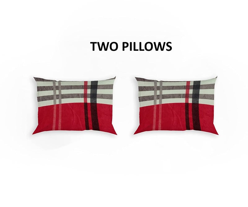 Prozone Prozone Premium Flannel Velvet Warm Elastic Fitted Bedsheets King Size with 2 Pillow Covers 72 x 78 Bedsheets for Double Bed Winter Season Red Grey  - Image 3