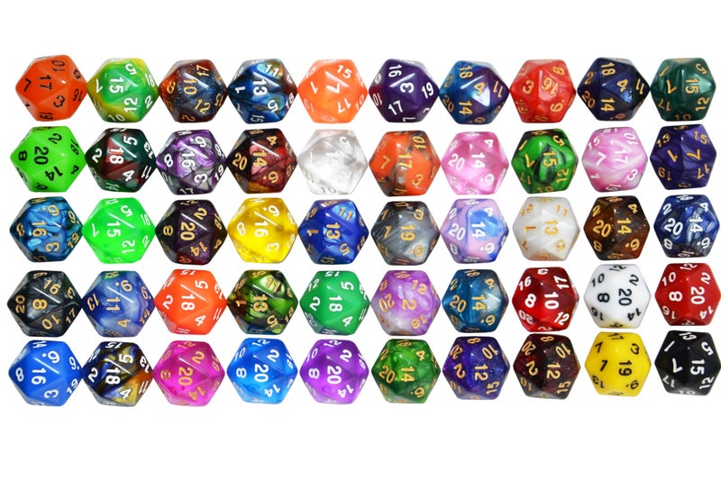SmartDealsPro 50-Pack D20 20 Sided Dice Polyhedral Dice with Pouch for DND RPG MTG Table Game (D20, Mix Color) - Image 2