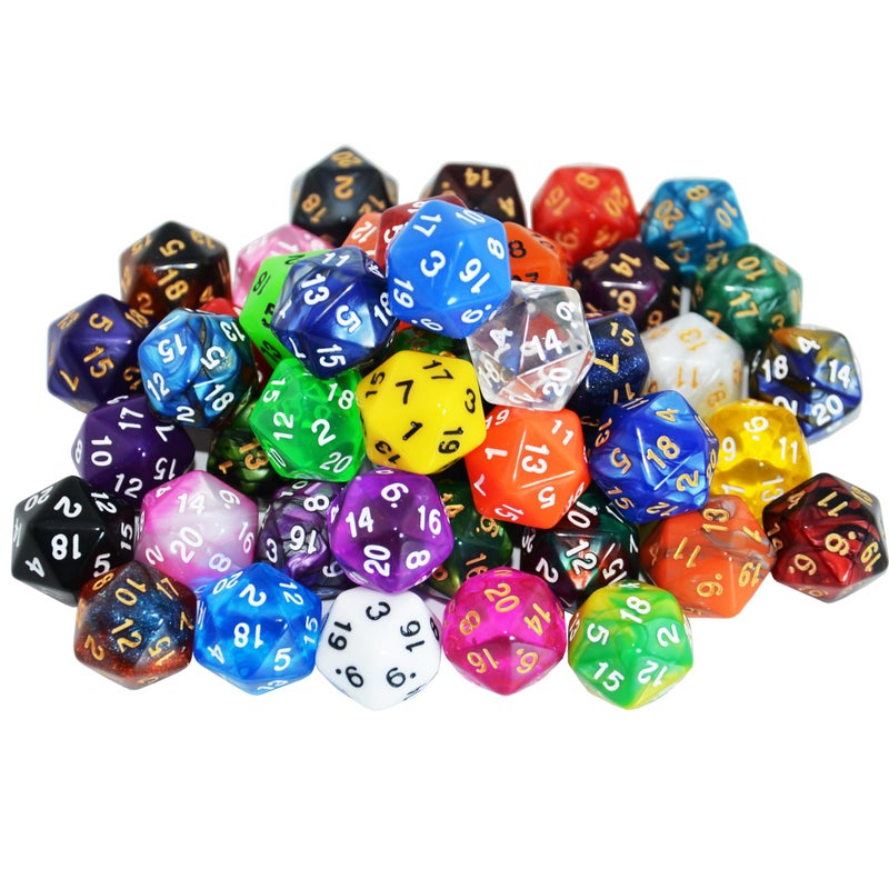 SmartDealsPro 50-Pack D20 20 Sided Dice Polyhedral Dice with Pouch for DND RPG MTG Table Game (D20, Mix Color) - Image 1