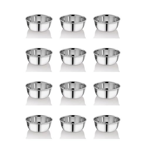 EMBASSY Vinod Vati/Curry Bowl, Size 3, 150 ml, 10 cms (Pack of 12, Stainless Steel) - Image 1