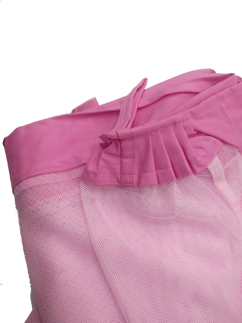Ans Mosquito net for Bed and Floor Fine Polycotton net Pink with Cotton Border Extra Large Family Size Does not induce Heat (Pink, 6.5 X 10 Ft XXXL Bed) - Image 4