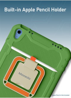 Moxedo Moxedo Rugged Protective EVA Silicone Kids Case Cover, Shockproof Foldable 360 Rotatable Stand Handle Grip with Pencil Holder Compatible for Apple iPad 2022 (10th Gen) 10.9 inch (Green)  - Image 3