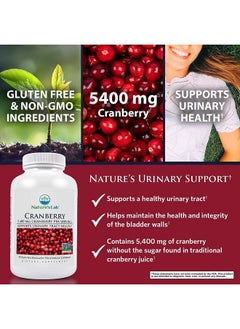 Nature's Lab Cranberry 5400Mg Supports Urinary Tract Health* Nongmo Verified Vegan Gluten Free 90 Capsules (3 Month Supply)  - Image 4