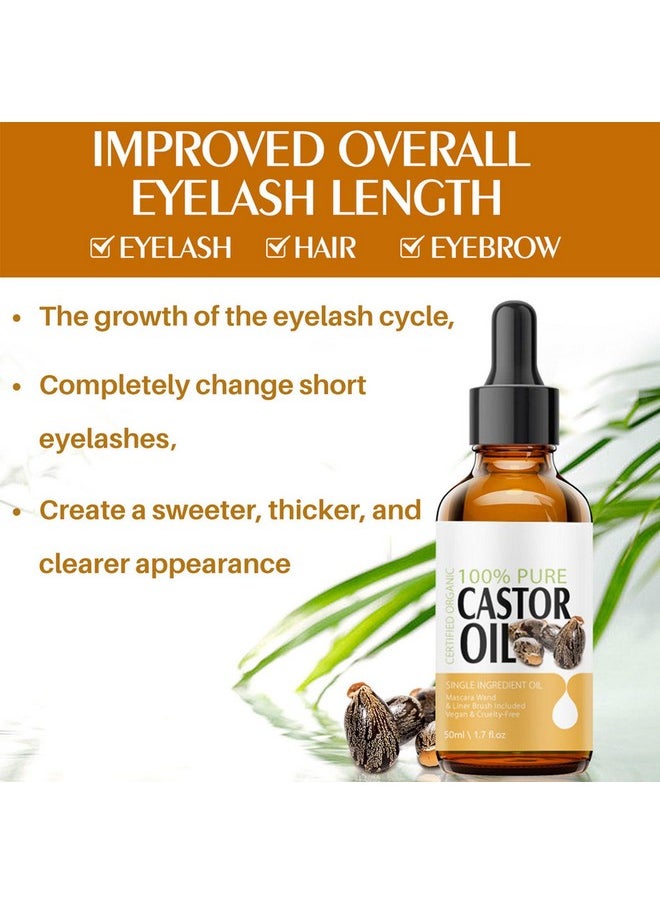 Rosarden - Castor Oil For Eyelashes And Eyebrows Eyelash Castor Oil Growth Serum With Mascara Tubes To Grow Eyelashes Fast And Thicker Cold Pressed Organic Castor Oil For Hair Face Skin And Body Moisturizer - Image 1