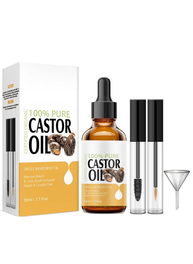 Rosarden - Castor Oil For Eyelashes And Eyebrows Eyelash Castor Oil Growth Serum With Mascara Tubes To Grow Eyelashes Fast And Thicker Cold Pressed Organic Castor Oil For Hair Face Skin And Body Moisturizer - Image 1