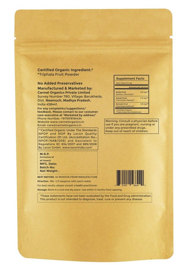 CARMEL ORGANICS Organic Triphala Powder 8 Oz Or 1/2 Lb For Digestive Support ; Usda Certified ; Non Gmo  - Image 3