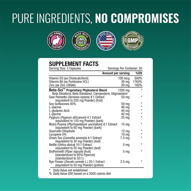 Approved Science Prostarex  Prostate Supplement  Saw Palmetto 1200mg BetaSitosterol Bioperine  90 Capsules  1 Month Supply - Image 4