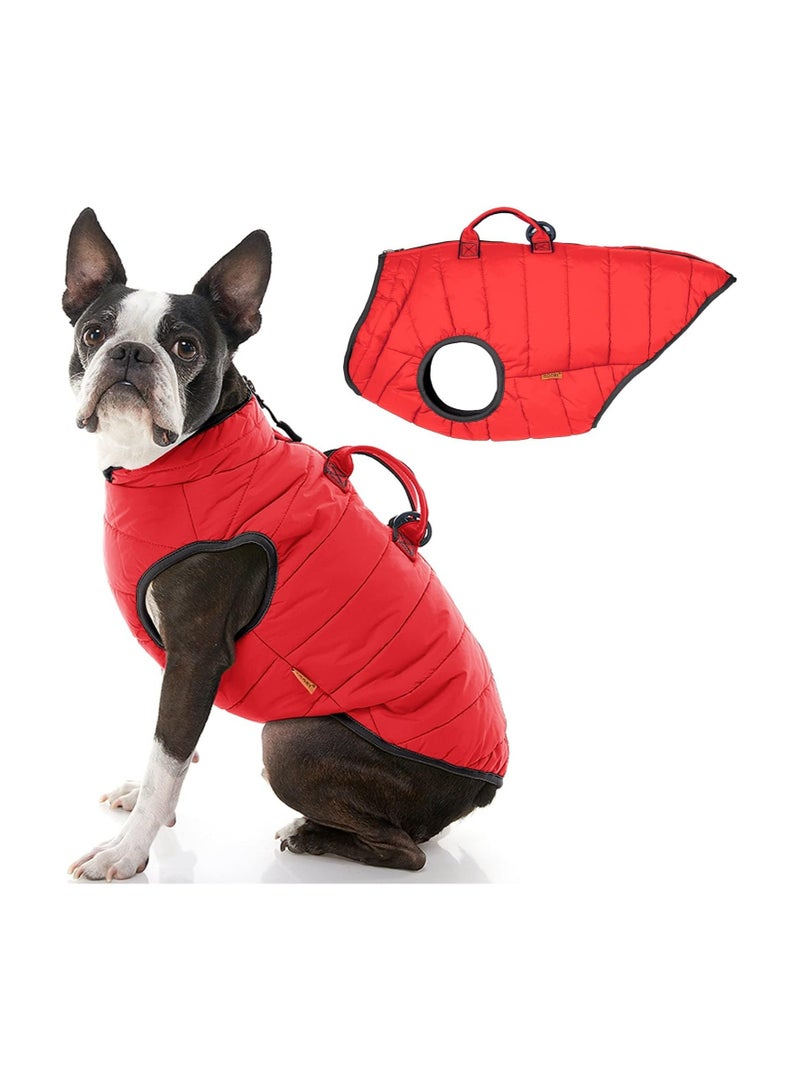 يو أيه أر أو أن إي جاكيت شتوي كبير جدًا بتصميم كلب أحمر - تصميم مبطن، طول الظهر 48 سم، طول الرقبة 40-41 سم، طول الصدر 54-60 سم