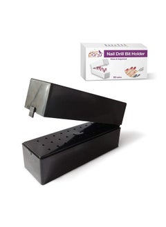 Pana 30 Holes Black Nail Drill Bit Holder Stand Display Organizer - Dust Proof Storage Container Box Case Tools For Home Use Or Nail Salon  - Image 1