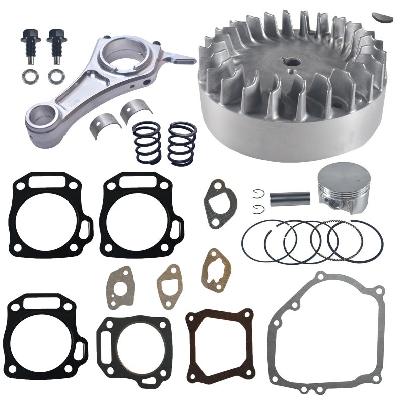 BUHNSS 3.328" Billet Aluminum Connecting Rod And 10krpm Flywheel With 18lb Valve Spring And 70mm Flat Top Piston Kit For Predator 212cc Non-Hemi Engine Go Kart Cart - Image 1