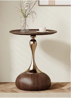 Kutis 1-Piece Sofa Side Cabinet Living Room Home Small Coffee Table Outdoor Round Table End Table Carbon Steel Brown/Gold 40x55 cm  - Image 1