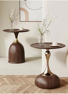 Kutis 1-Piece Sofa Side Cabinet Living Room Home Small Coffee Table Outdoor Round Table End Table Carbon Steel Brown/Gold 40x55 cm  - Image 2