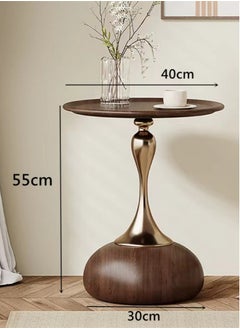 Kutis 1-Piece Sofa Side Cabinet Living Room Home Small Coffee Table Outdoor Round Table End Table Carbon Steel Brown/Gold 40x55 cm  - Image 5