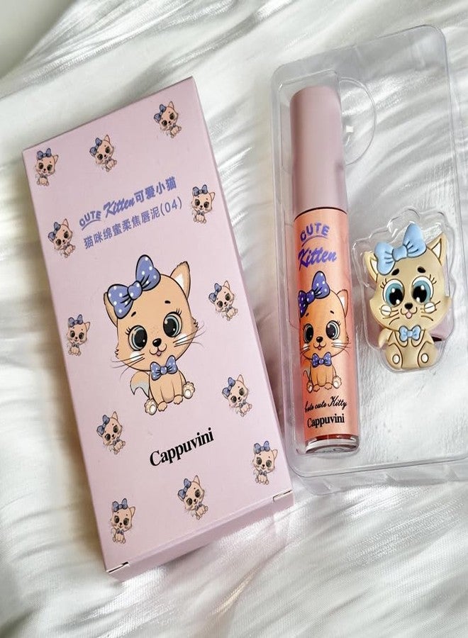 Cappuvini Cute Kitten Honey Soft Lip Mud | Liquid Lipstick with Matte Finish | Featherlight Breathable Lips Color | Clean Girl & Y2K Style Beauty Product | Pink & Peach Color Options | Cute Pastel Kitten Character Cap Design | Fade-Resistant Comfortable Wear | Smooth Gliding Lip Mud for women (04# Milky, 2.5g) - Image 5