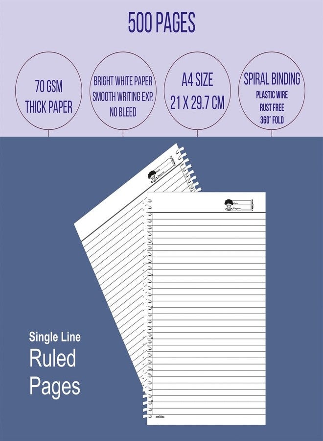 amblitz Spiral Notebook | 500 Pages | A4 Size | Single Line Ruled | Beautiful Covers with Motivational Quotes | Pack of 1 Notebook | School College Student Notemaking Notebook | 70 GSM Thick Paper - Image 5