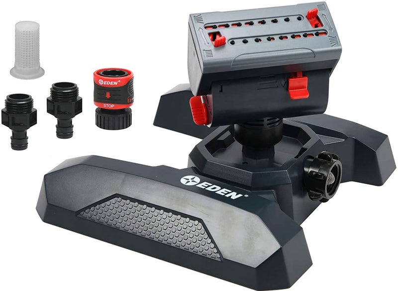 Eden 95124 Adjustable 4-Way Mini Turbo Oscillating Sprinkler W/Quick Connect Starter Set, Covers up to 4,069 sq. ft. Heavy Weight Base - Image 1