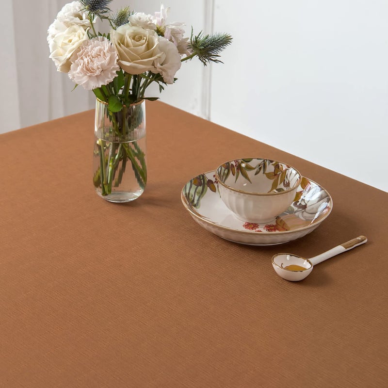 maxmill Square Tablecloth Slubby Texture Stain Resistant Waterproof Wrinkle Resistant Washable Soft Table Cloth  Decorative Fabric Table Cover for Dining Room Dinner Party  52 x 52 Inch  Natural - Image 2