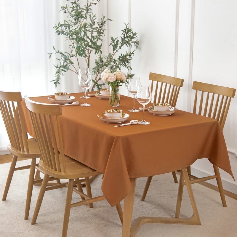 maxmill Square Tablecloth Slubby Texture Stain Resistant Waterproof Wrinkle Resistant Washable Soft Table Cloth  Decorative Fabric Table Cover for Dining Room Dinner Party  52 x 52 Inch  Natural - Image 1