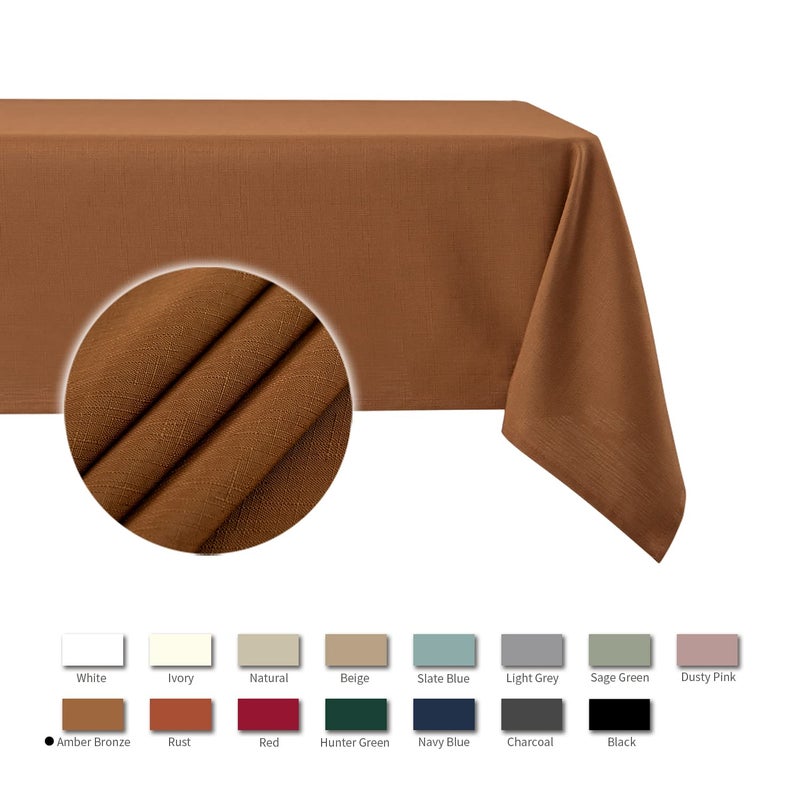 maxmill Square Tablecloth Slubby Texture Stain Resistant Waterproof Wrinkle Resistant Washable Soft Table Cloth  Decorative Fabric Table Cover for Dining Room Dinner Party  52 x 52 Inch  Natural - Image 3