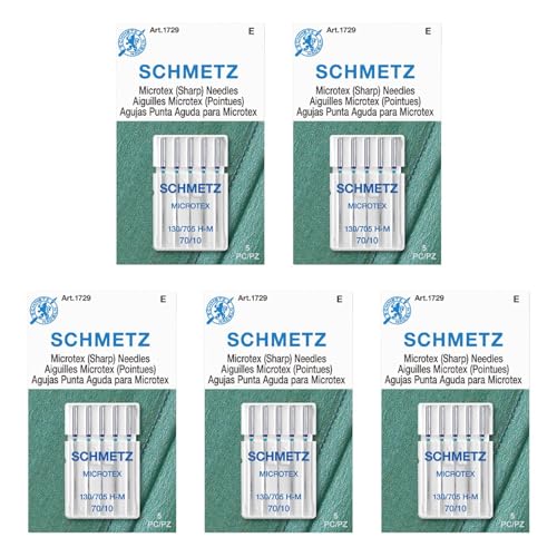SCHMETZ Microtex Sharp Sewing Machine Needles - Quilting & Topstitching Supplies, Size 70/10, 5-Needle Card, Pack of 5 - Image 1