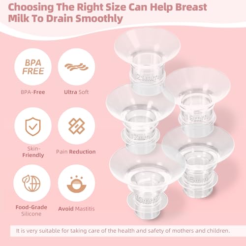 LOTBILL Flange Insert 13/15/17/19/21mm 10PCS Compatible with Momcozy S12 Pro/S9 Pro/S12/S9/Medela/Spectra etc Wearable Breast Pump 24mm Flange/Shield, Reduce 24mm Tunnel Down to Correct Size - Image 3