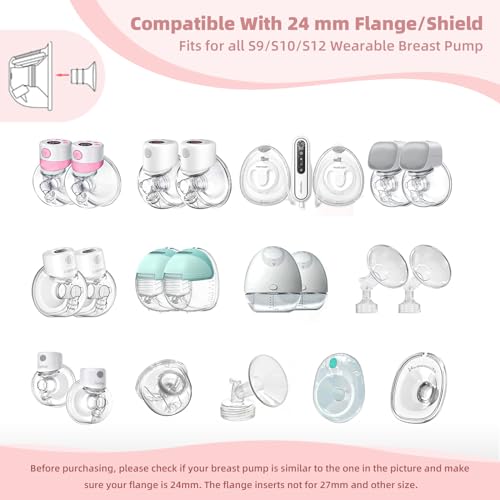 LOTBILL Flange Insert 13/15/17/19/21mm 10PCS Compatible with Momcozy S12 Pro/S9 Pro/S12/S9/Medela/Spectra etc Wearable Breast Pump 24mm Flange/Shield, Reduce 24mm Tunnel Down to Correct Size - Image 2