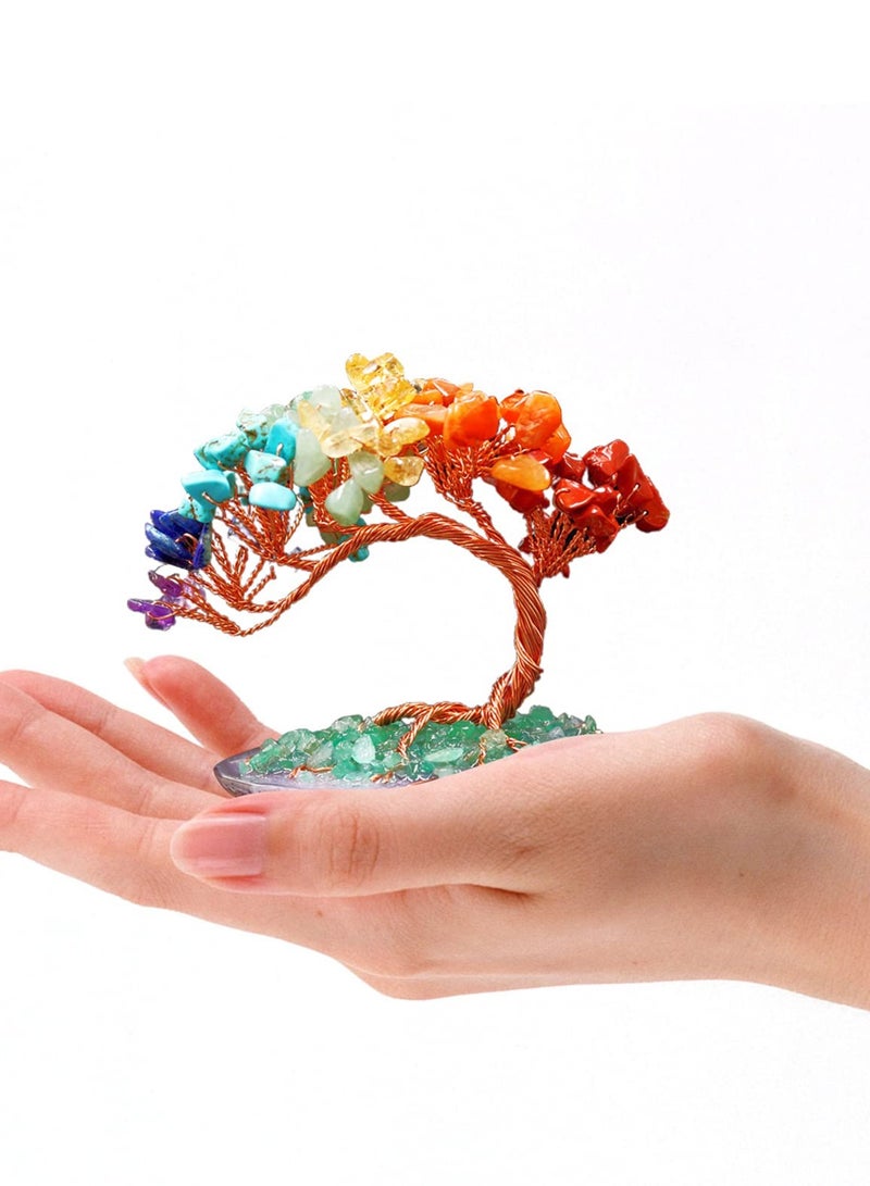 SYOSI Mini Natural Reiki Healing 7 Chakra Good Luck Money Tree - Crystal Tree with Agate Base, Meditation Spiritual Decor for Good Luck, Wealth & Prosperity Reiki Life Money Tree of Love - Image 5