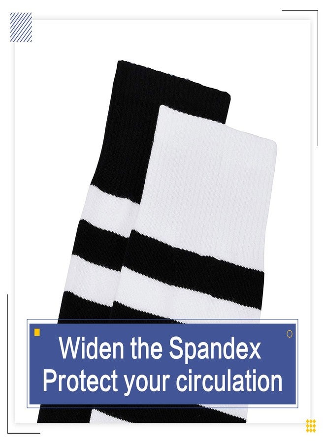 Kayhoma Extra Long Cotton Stripe Thigh High Socks Over the Knee High Stockings, Black and White, 2 Pairs… - Image 4