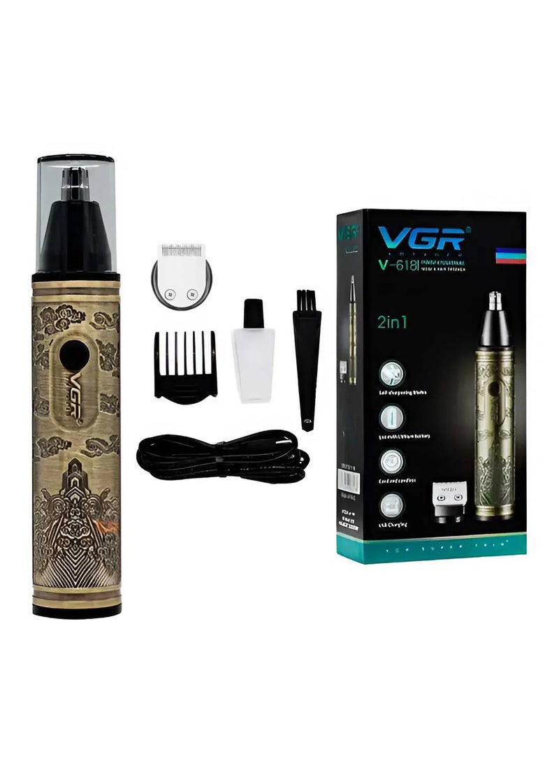 VGR Professional Nose and Hair Trimmer 2-in-1 V-618 Gold - Image 5