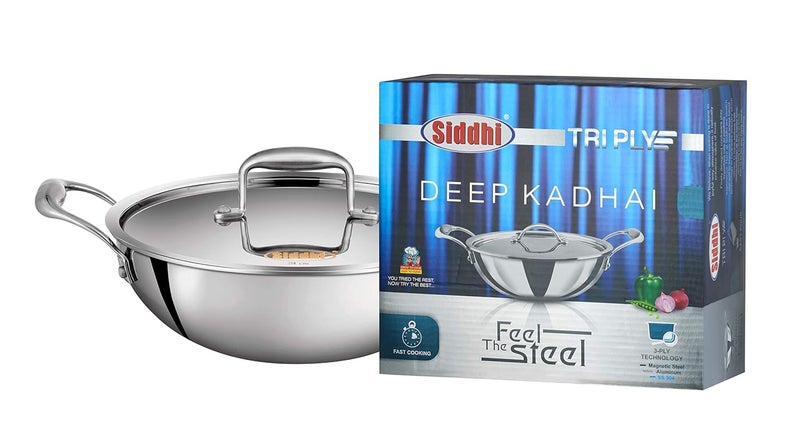 Siddhi Triply Kadhai with Lid and with 26 cm Diameter and 35 LTR Capacity - Image 4
