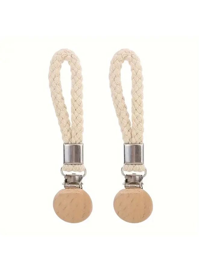 Apricot Stainless Steel Towel Clips With Cotton Rope 2pcs Wall Mounted Bathroom Organizer - Image 5