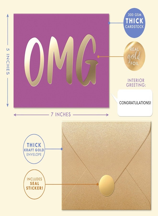 Sweetzer & Orange Congratulations Card with Gold Foil - 5”x7” Premium Greeting Card with Envelope & Seal - Thick Cardstock Elegant Design for Promotion, Wedding, Retirement & Any Special Celebrations - Image 2