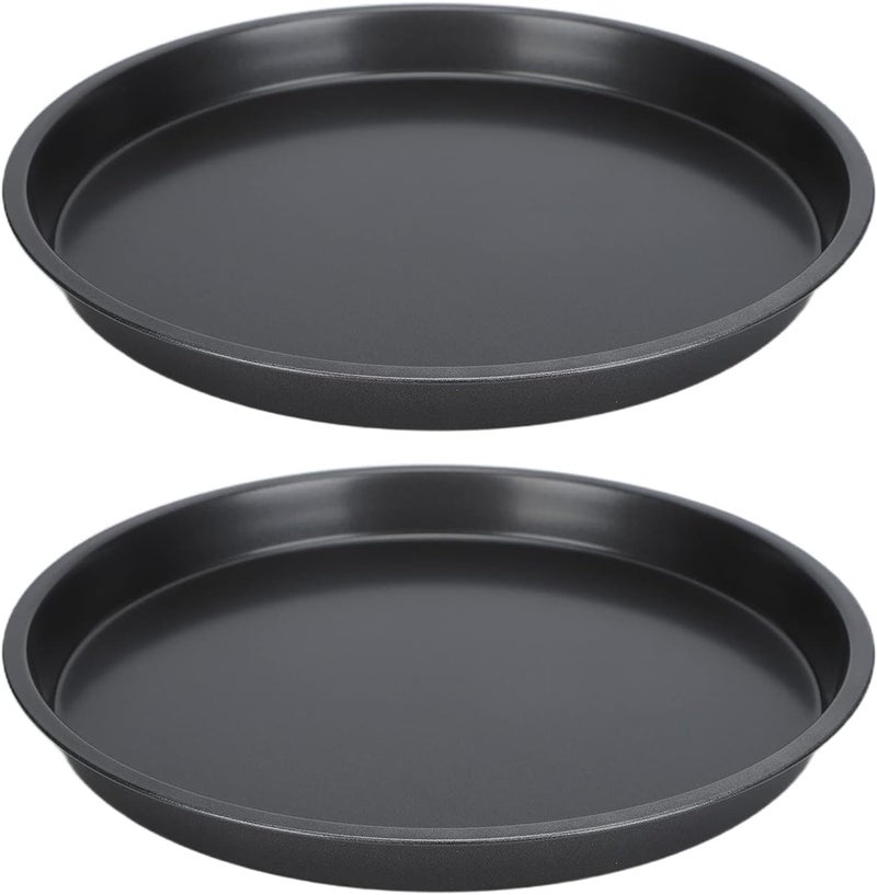 مقلاة بيتزا غير لاصقة مكونة من فولاذ الكربون سميك، مقاس 10 بوصة، مزودة بحواف مائلة قليلاً، مناسبة للمخابز المنزلية ووجبات العائلة (2 قطع) - Image 1