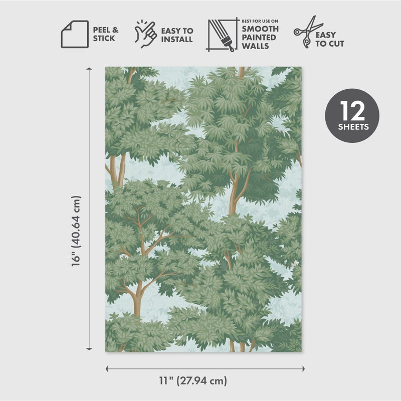 Main Street â€“ 12-Pack of 11 x 16" Peel and Stick Eco-Friendly Wallpaper Sheets â€“ Toile Forest Design â€“ Removable Stick-On Wall DÃ©cor for DIY Projects and Home Styling - Image 5