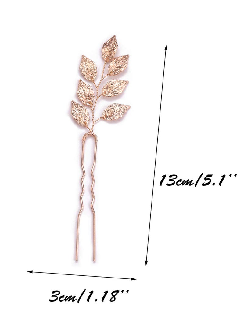 FXmimior Bride Hair Accessories Hair Pins Clip Bobby Pins Vintage Gold Leaf Bridesmaid Headpiece Customised Wedding pack of 3 - Image 4