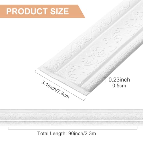 HASTHIP® Peel Stick 3D Foam Molding Trim, Self Adhesive Crown Wallpaper Border for Home & Hotel, 2.3 M x 7.8 CM - Image 3