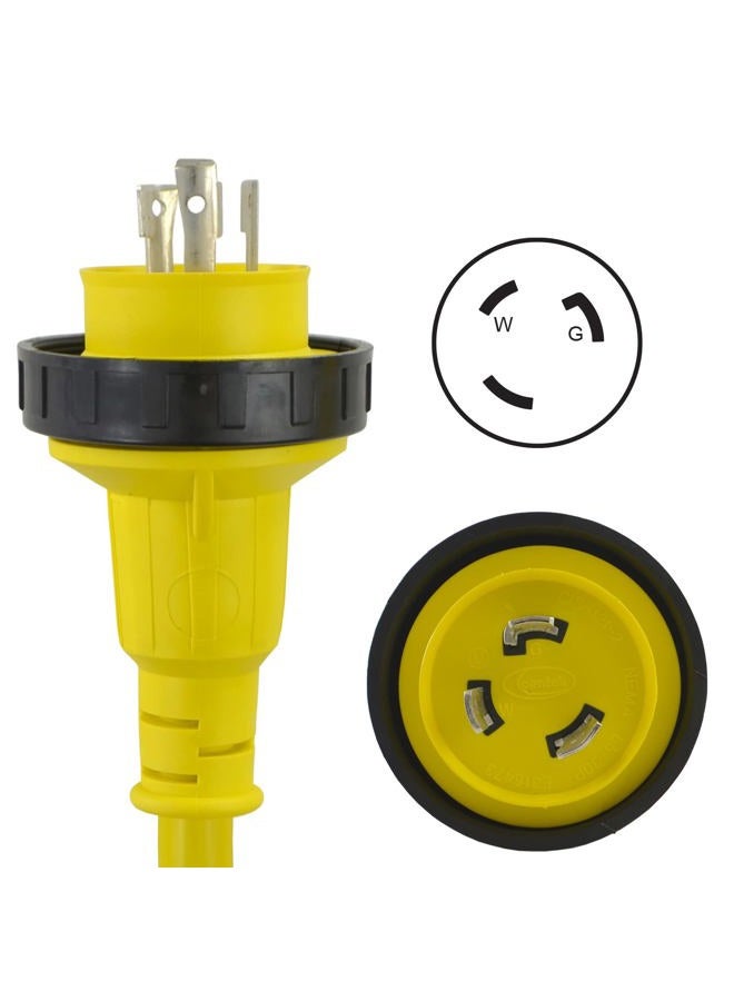 Conntek 30 Amp L5-30 Marine Shore Pigtail Locking Plug Adapter Cord (Yellow) - Image 2