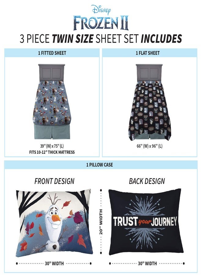 فرانكو طقم ملاءات سرير فرانكو للأطفال فائق النعومة، 3 قطع، مقاس توأم، ديزني فروزن 2 أولاف - Image 4